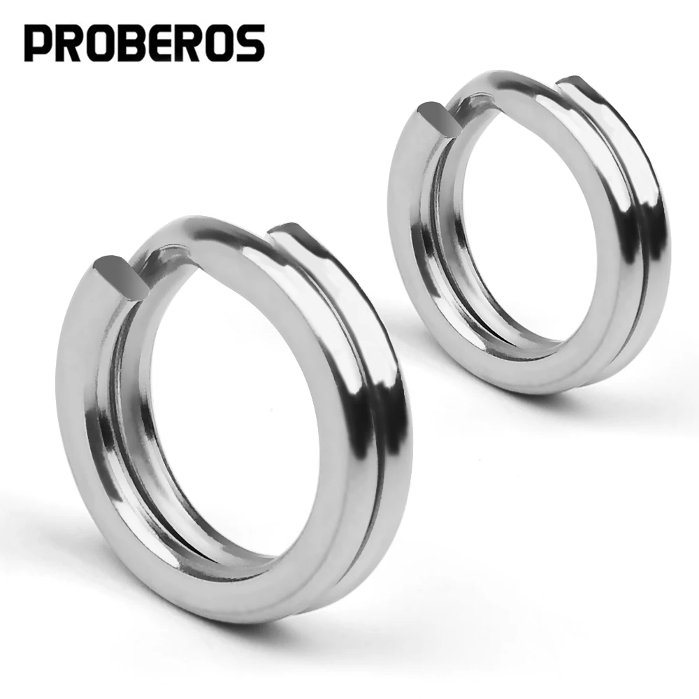 PROBEROS-Anneaux fendus à double couche en acier inoxydable pour la pêche, connecteur, accessoires, vente en gros, 0-8 #, 30 pièces/lot