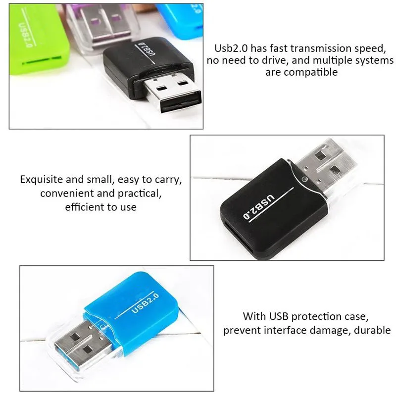 50-100PCS Portatile Mini USB 2.0 TF Lettore di Schede Flash Adattatore Della Scheda di Memoria Del Telefono Mobile Per Il Computer Portatile PC Notebook Carmero