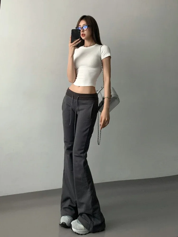 Japanese Casual Pockets All Match Sweatpants Vintage Solid Simple Streetwear Mujer Pantalones Autumn Y2k Women Wide Leg Trousers