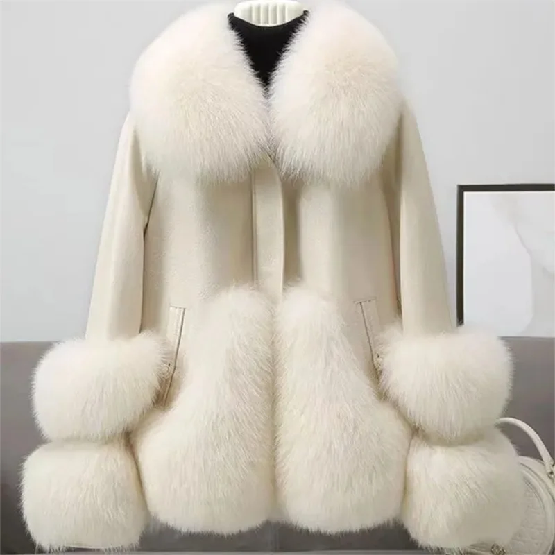 Black Fur Jacket For women 2024 Winter New Korean version PU leather Imitation Fox fur Short Coat Fashion Thicken Parka Overcoat