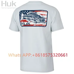 Huk Performance Fishing Shirt Outdoor Men Short Sleeve TShirt Fish Apparel UPF50 Sun Protection Wear Breathable Angling Clothing