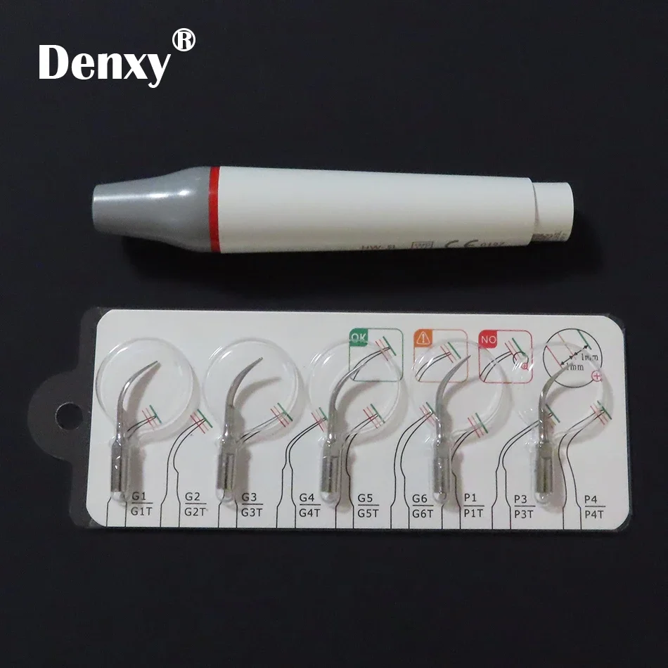 Denxy 초음파 피에조 전기 내장 스케일러, 치과 유닛 치아 미백 청소용, LED 또는 LED 없음, 고품질 N2, 1 세트