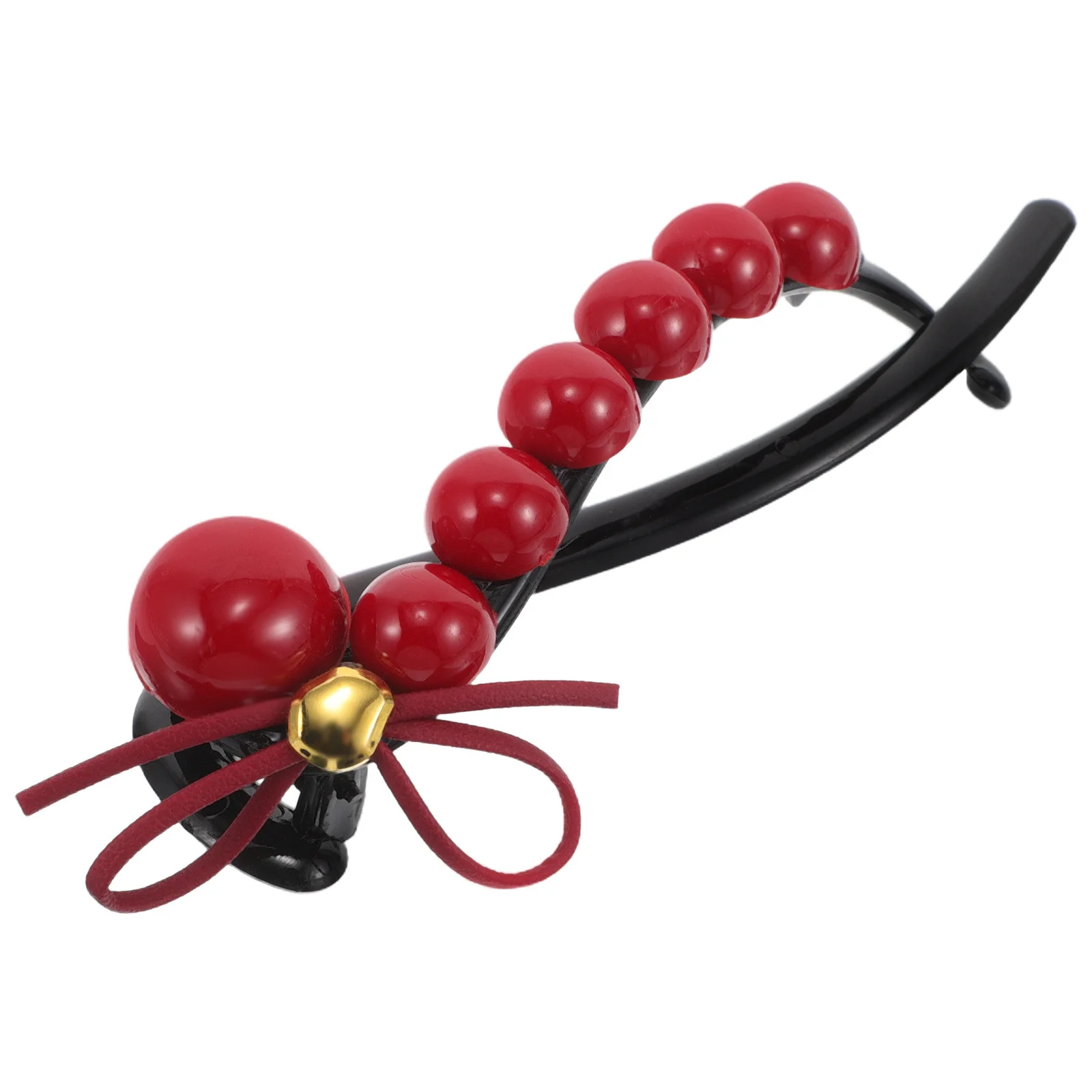 

Unique Red Beaded Bowknot Twisted Hairpin Stylish Non-Slip Accessory for Women Thick Hair Elegant Fashionable Bun Holder