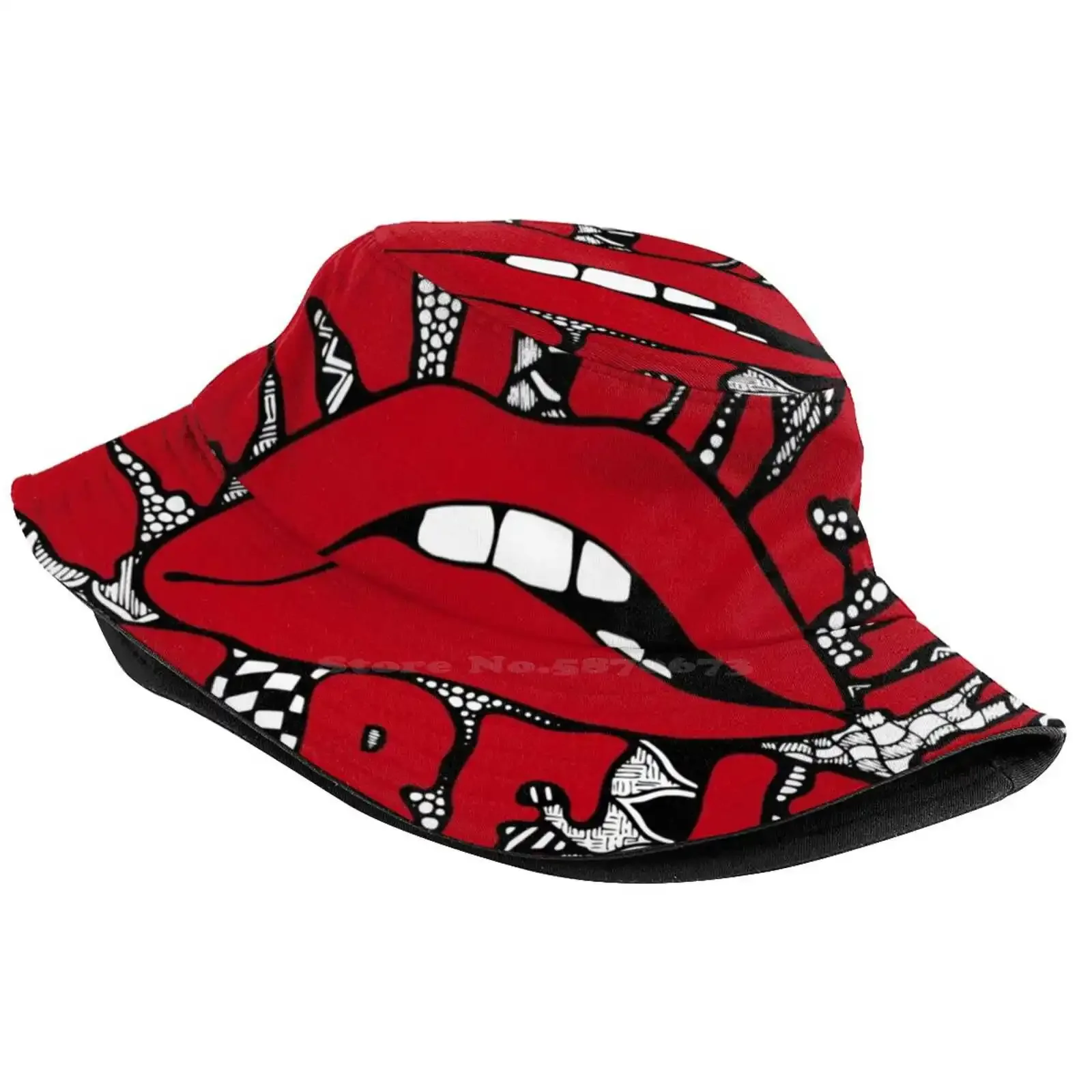 Horror Picture Show Zentangle Sun Cap Fisherman Hat Bucket Hats Red Lips Zentangle horrorpitcureshow Timcurry