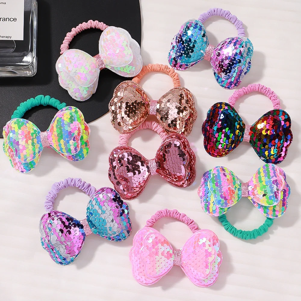 1/2pcs Lovley Kids Hair Band Colorful Flower Shape Hair Hoop Dopamine Glitter Elastic Headband Boutique Children Hair Accessorie