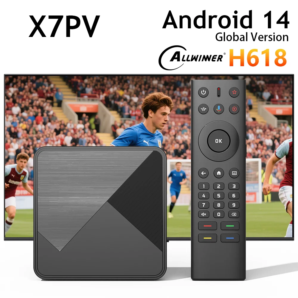 TV Box X7PV Android 14.0 Allwinner H618 4K WiFi Dual 2.4/5G BT5.4 Reproductor Multimedia Android Set-top Box 4GB32GB