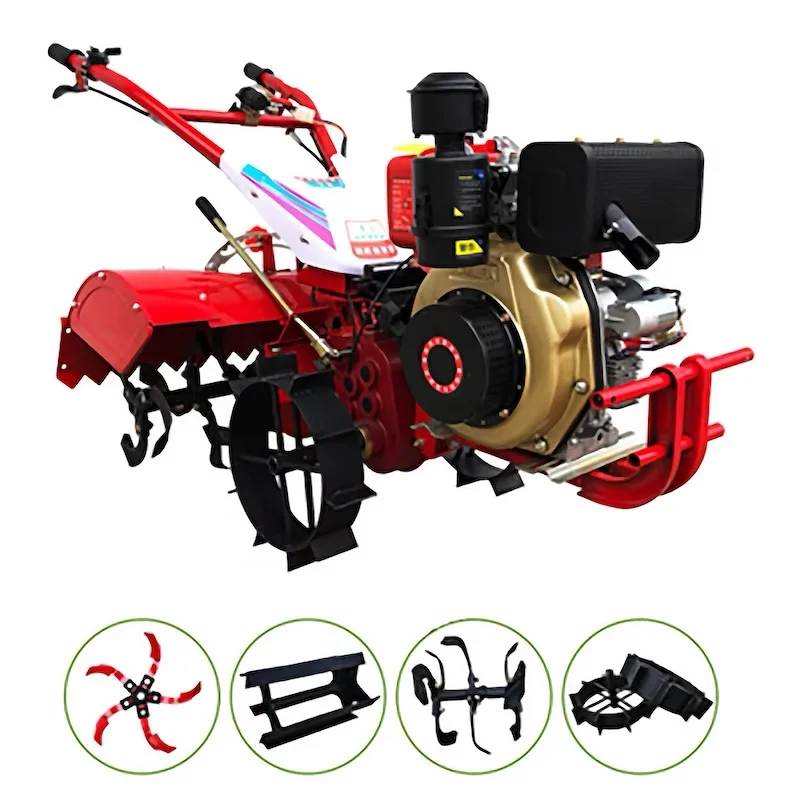 Ditching machine small agricultural deep ditch garden management machine multi-function four-wheel drive diesel cultivating tool