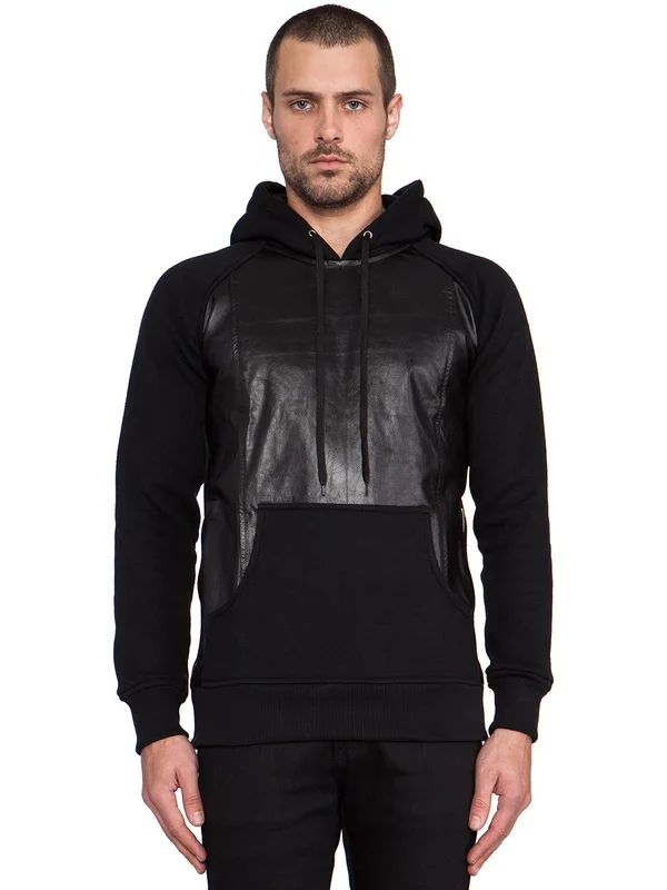 

S-6XL NEW 2024 Men's Clothing Hair Stylist GD Fashion PU Leather Stitching Hoodies Plus Size Costumes