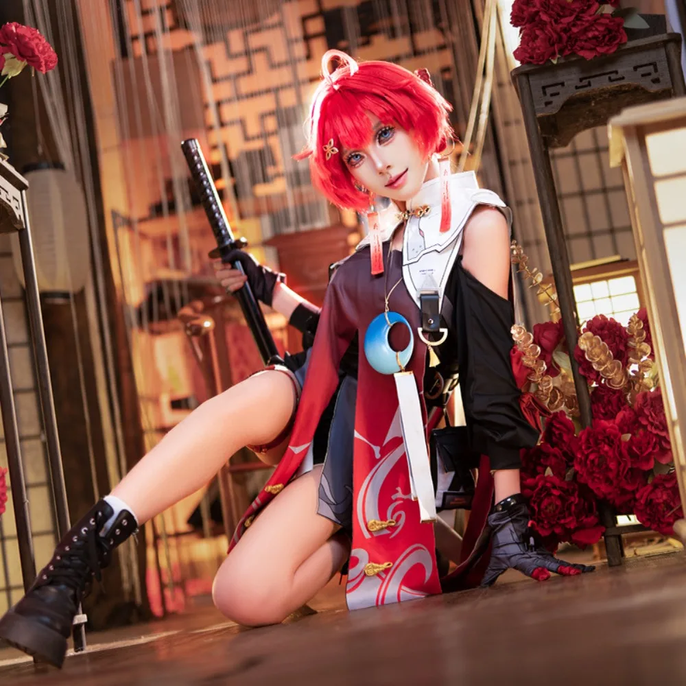 

Wuthering Waves Danjin Ranger Girl Cosplay Full Set Red Dress Accessories Adult Women Game Halloween Comic Con Role Play Outfit