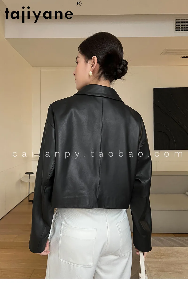 TAJIYANE Giacca in Vera Pelle di Pecora da Donna, Corta, Casual, Nuova Collezione Primavera 2026, Дубленка