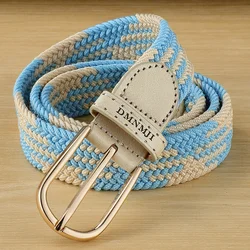 New Style Women's Elastic Braided Belt Casual Alloy Pin Buckle Canvas Student Decorative Trouser Belt for Women