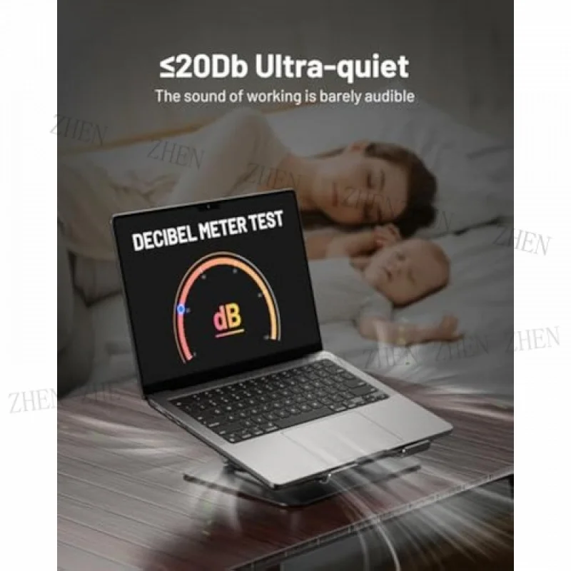 حامل تبريد للكمبيوتر المحمول باللون الأسود قابل للتعديل مع مبرد حراري قابل للفصل