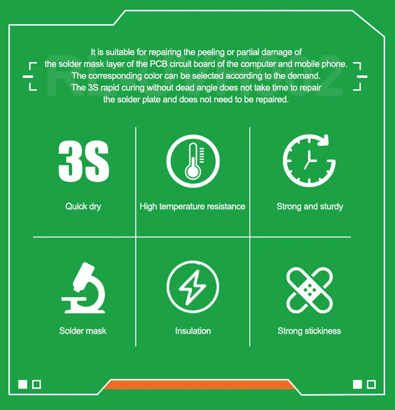 RELIFE 10ML 3S Quick Dry Solder Mask Green Black Yellow Red Blue Transparent Oil For PCB Circuit Board Repair