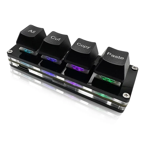 Imagen 1 del producto Mini 4 teclas seleccionadas todo corte copiar pasta Macro Pad Ctrl A X C V atajo teclado de una mano RGB teclado mecánico para juegos tecla OSU