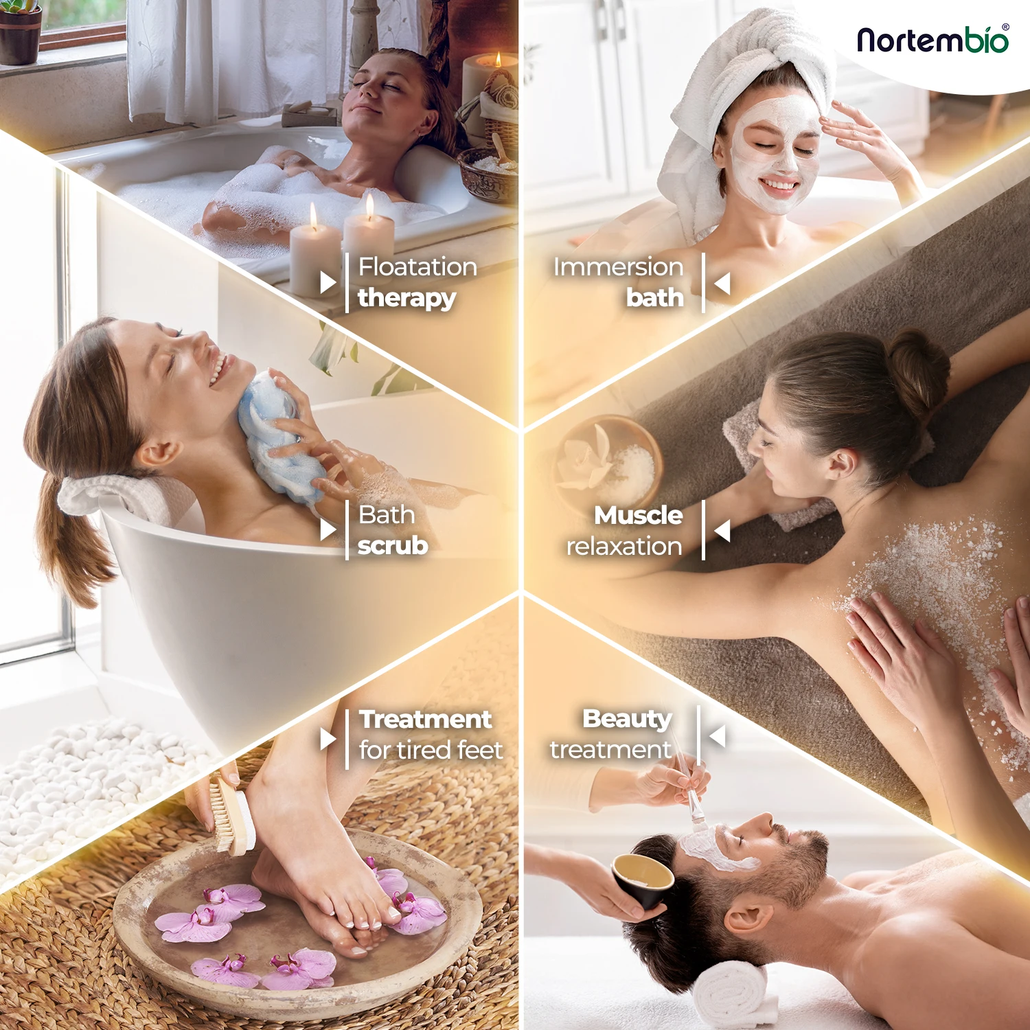 Nortembio 100% pure epsom salts 700g |   Concentrated source of magnesium |   For sensitive skin |   Without additives