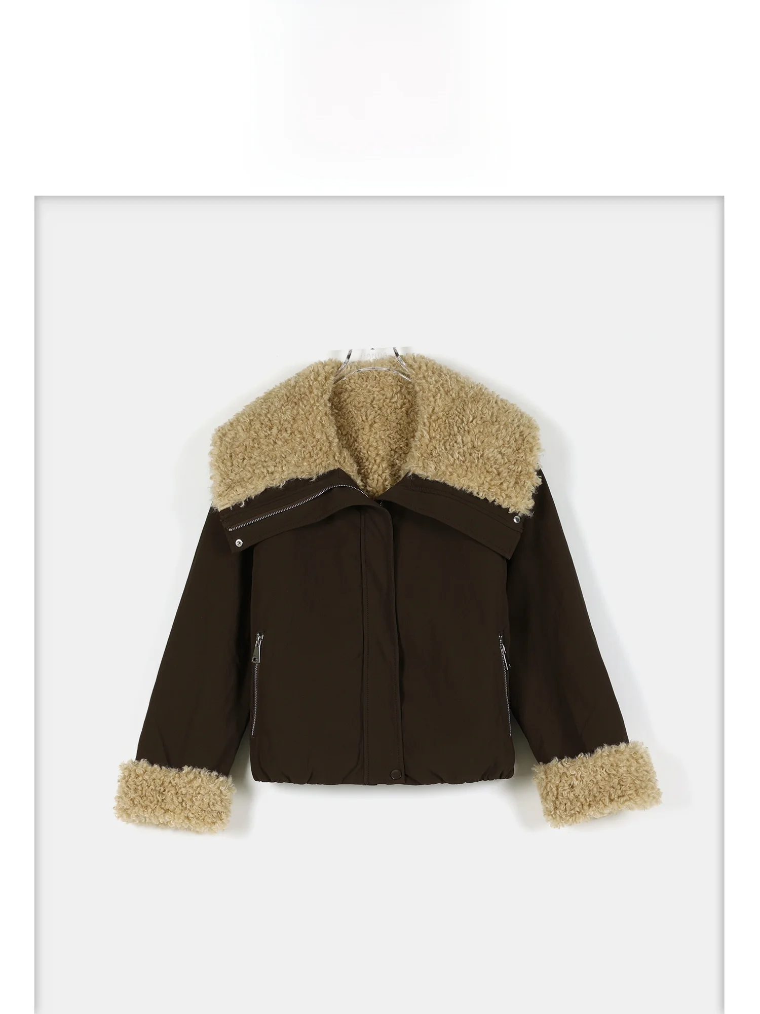 เสื้อแจ็คเก็ตหนังหนานุ่มสำหรับผู้หญิง สไตล์ลำลอง แขนยาว ปิดด้วยซิป คอปกพลิก แฟชั่นสำหรับฤดูใบไม้ร่วงและฤดูหนาว