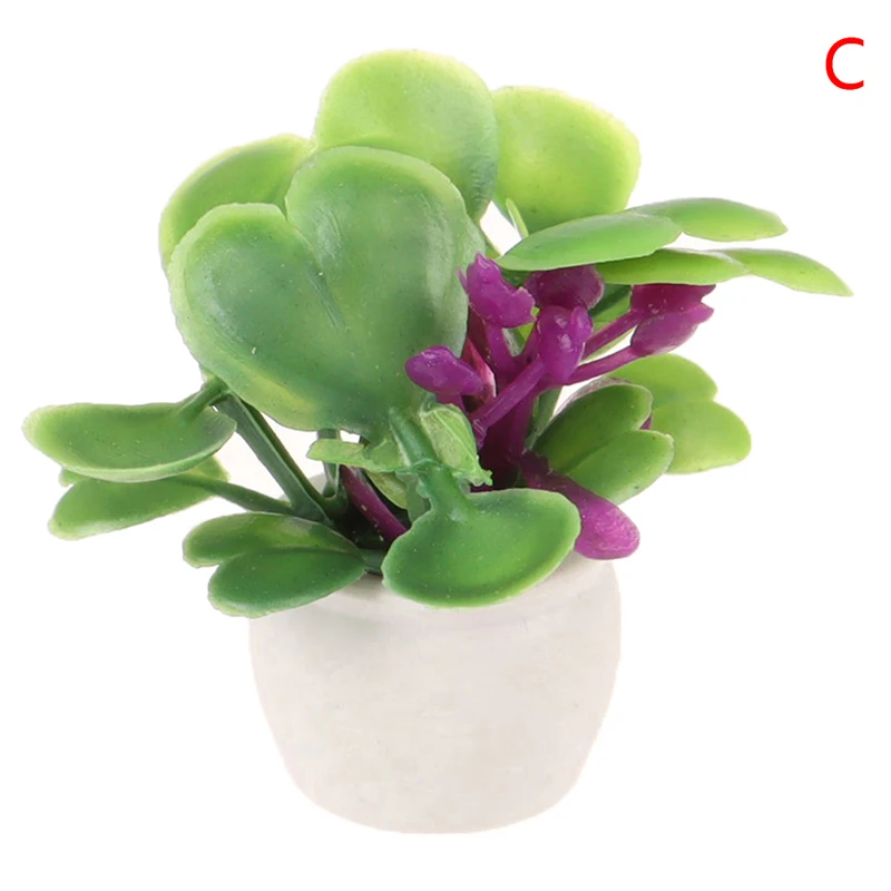 1/2 Stuks Poppenhuis Meubels 1:12 Accessoires Mini Groene Plant Bonsai Bloempotten
