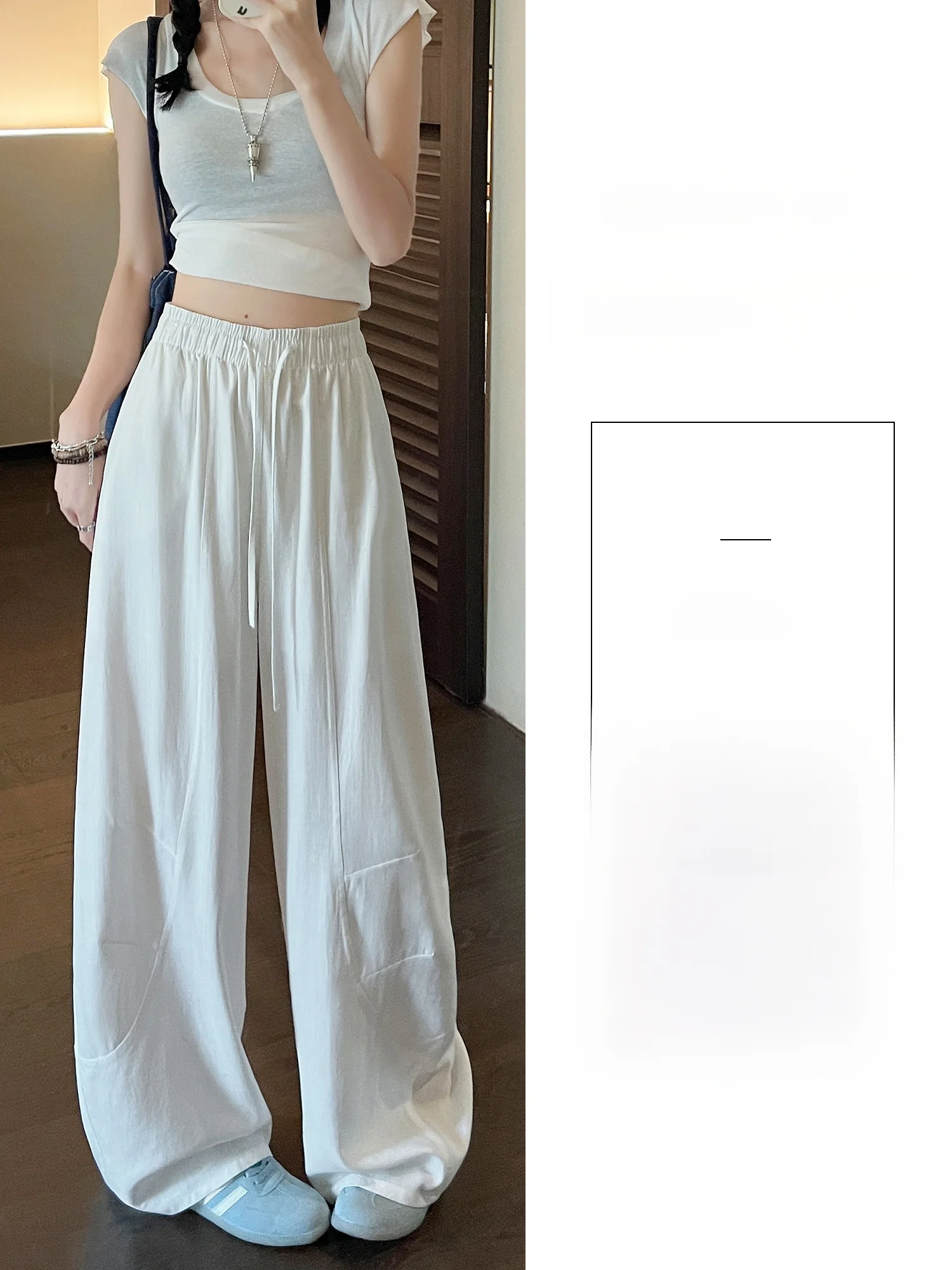 Pink Linen  Loose Wide Leg Pants Women Summer Thin New Style High Waist Drapey Cotton Lyocell Loose Fit Casual Trousers