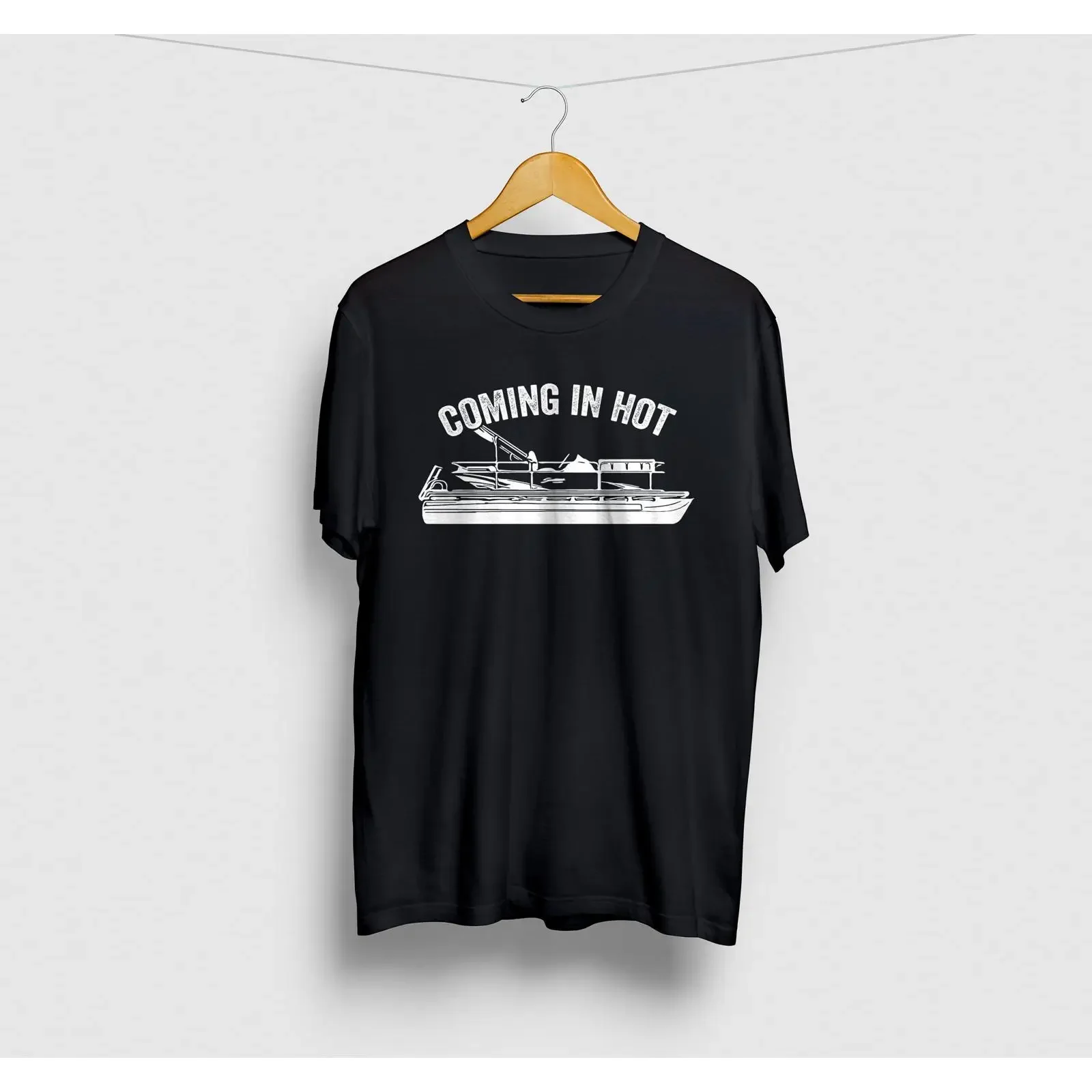 Coming In Hot Pontoon Captain T Shirt Sailing Boating Boat s  vintage Washed Unisex graphic designer clothes Casual homme