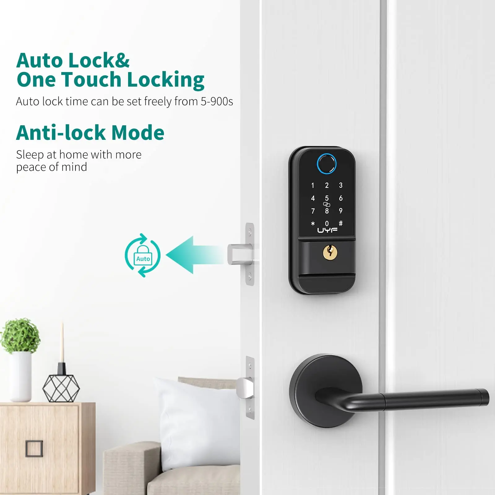 Imagem -04 - Hornbill Fingerprint Keyless Entry Door Lock m4 Smart Deadbolt Front Locks Teclado Eletrônico para Home Office Auto Lock ic Card