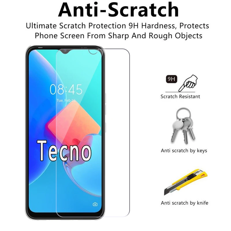 2-1Pc HD Glass For Tecno Pop 5X 5S 5C 5P 5 LTE Spark 7 7P 7T 7P 8P 8T 8C Screen Cover For Tecno Pop 5 S X Spark 7 8 PT Pro Glass