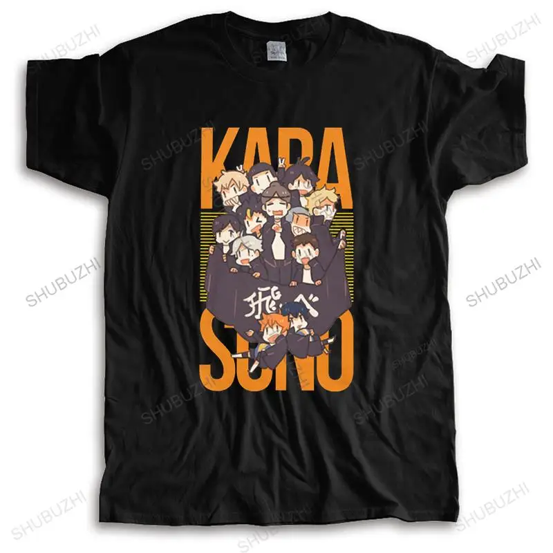 Cool Team Karasuno T Shirt Men Round Neck Short-Sleeve Haikyuu Printed T-shirt Cotton Slim Fit Tee Tops Manga Apparel