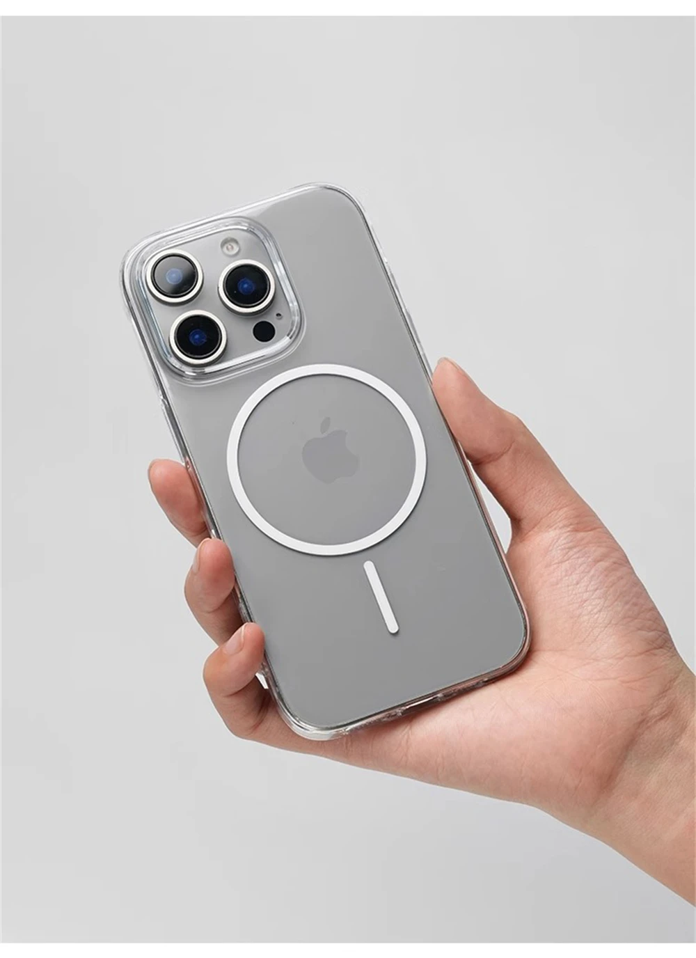 Ultradünne Transparente HD Einfache Hart-PC-Hülle für iPhone 18 17 16 15 Pro Max 14 13 12 mit Magsafe Magnetischer Drahtloser Ladeabdeckung – Detail 2
