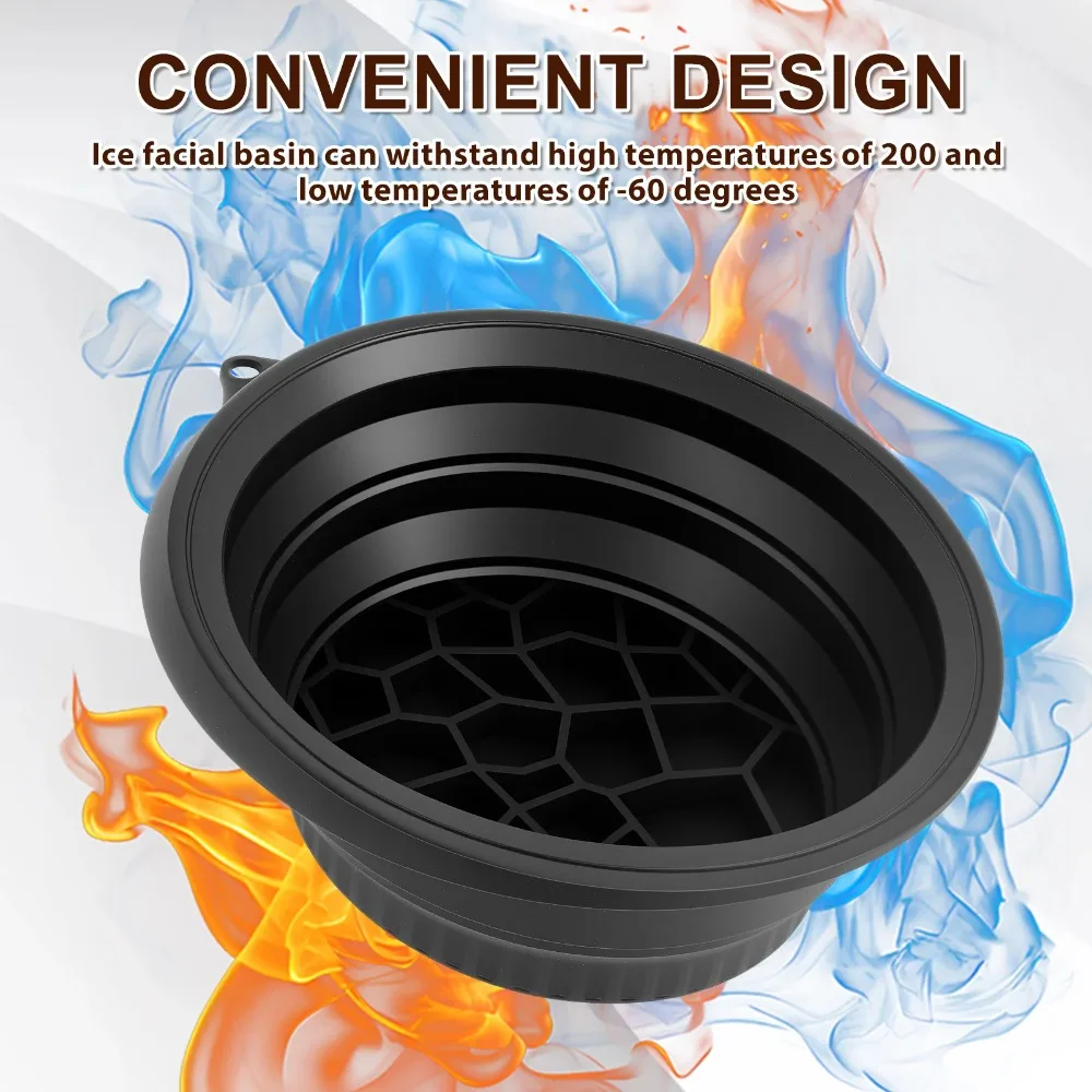 Foldable Face Ice Bath Bowl Facials Plunge Washbasin Silicone Portable Travel Home Skincare Ice Facials Bath