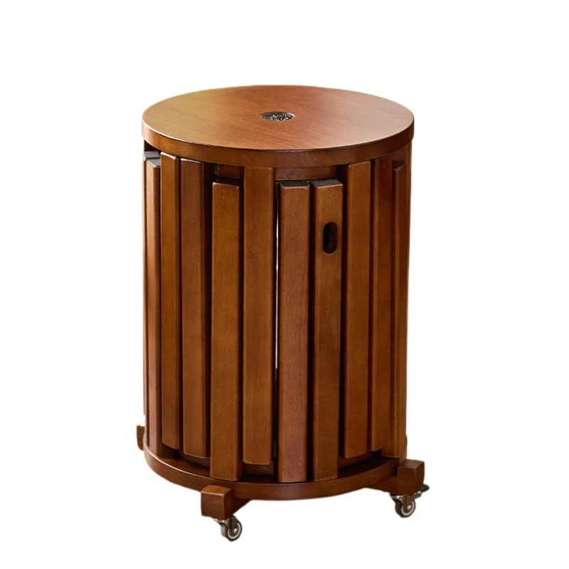 

Household living room can be stacked with solid wood stools, strong and durable high round stools