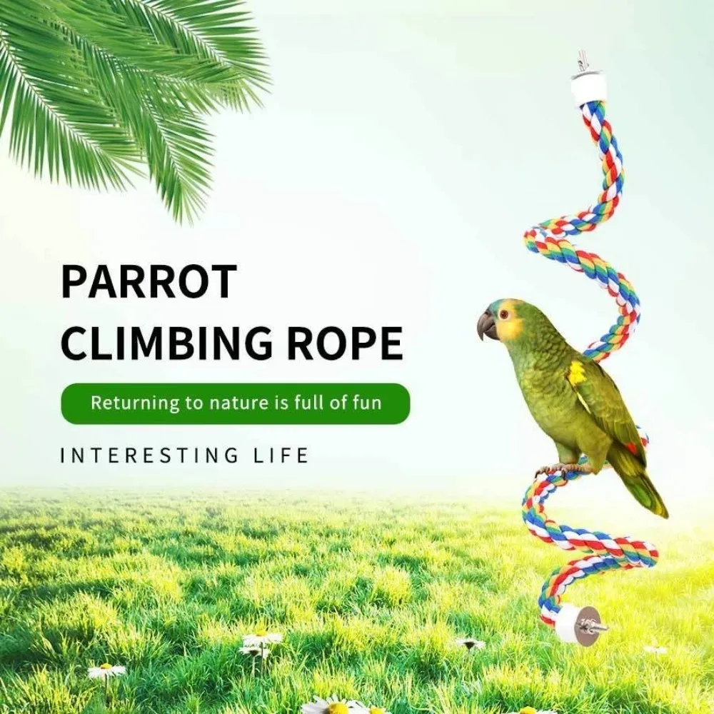 Parrot Pet Toy Rope Hanging Braided Budgie Chew Bird Cage Cockatiel Toy Pet Stand Training Accessorie Bite Swing Supplies 5Sizes