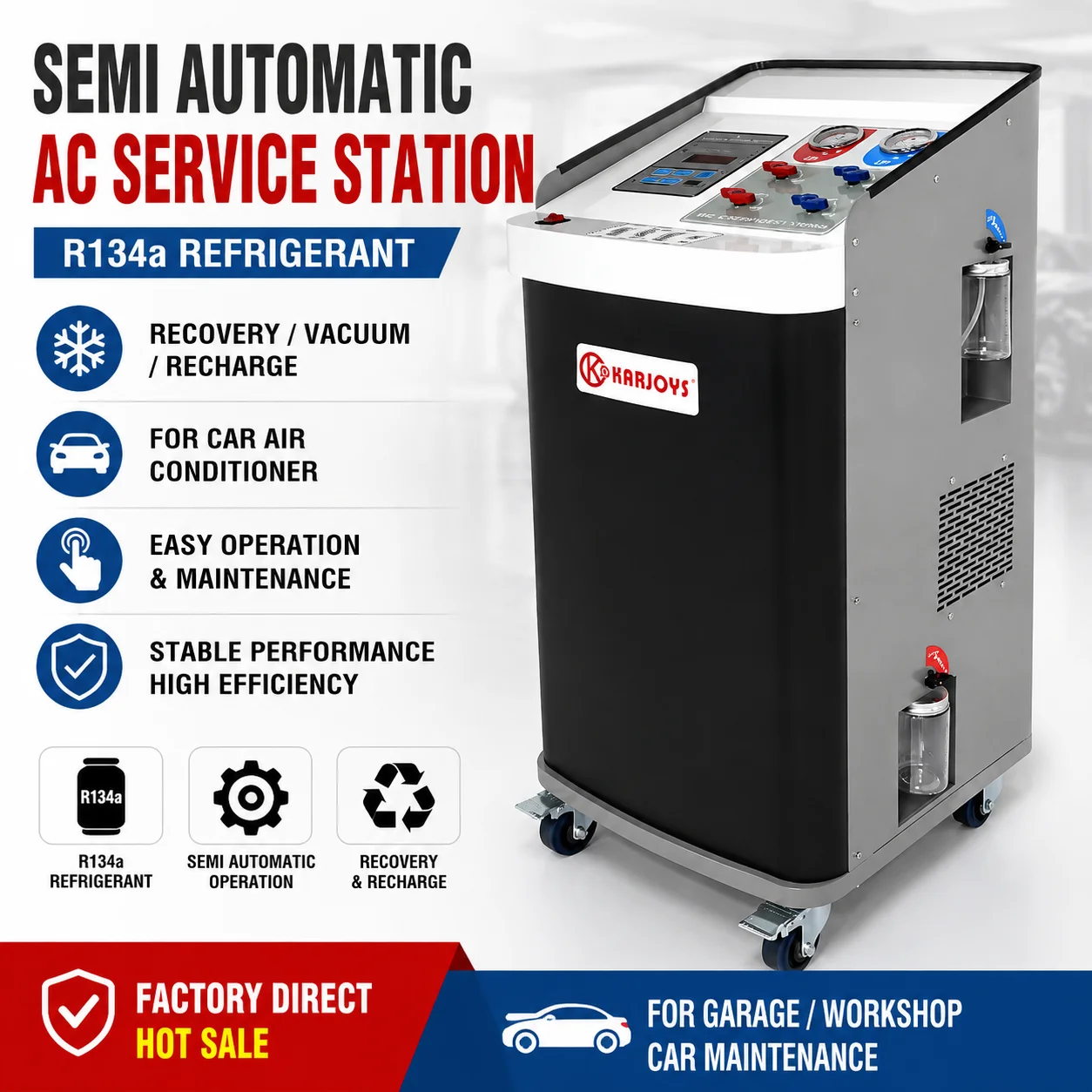 

Automatic AC Refrigerant Recovery Machine R134a Car Air Conditioner Recovery Vacuum Recharge Machine For Garage