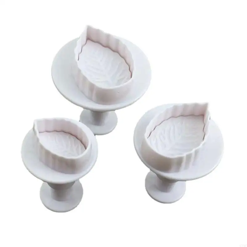 U75C 3pcs Rose Leaf Baking Mold Kitchen Biscuit Cookie Cutter Puss) Manger 3D Die Die Fondant Cake Tools Decorating Tools