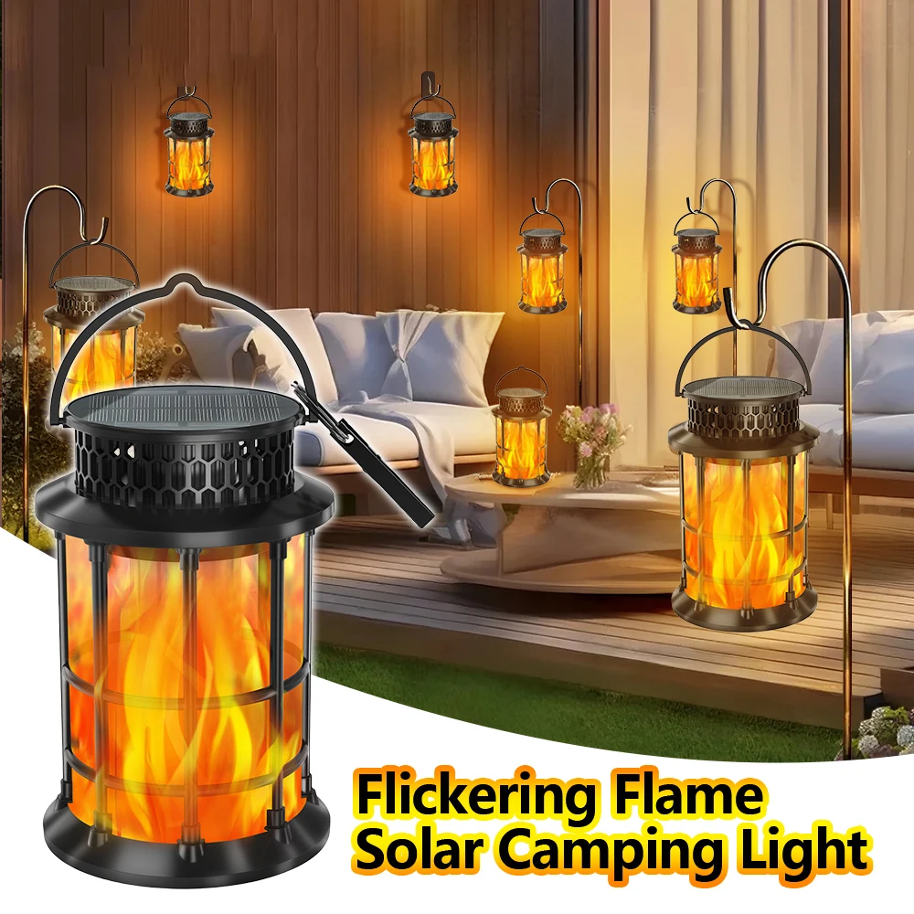 

C2 LED Solar Wall Light Solar Flame Flickering Lamp Solar Outdoor Landscape Pendant Lamp Garden Torch Pathway Backyard Decor
