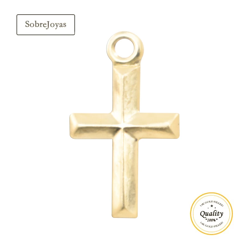 14K Gold Filled Cross Charm Rhombohedral Surface Cross Pendant DIY Jewelry Accessories Handmade Pendants Making Jewelry Findings