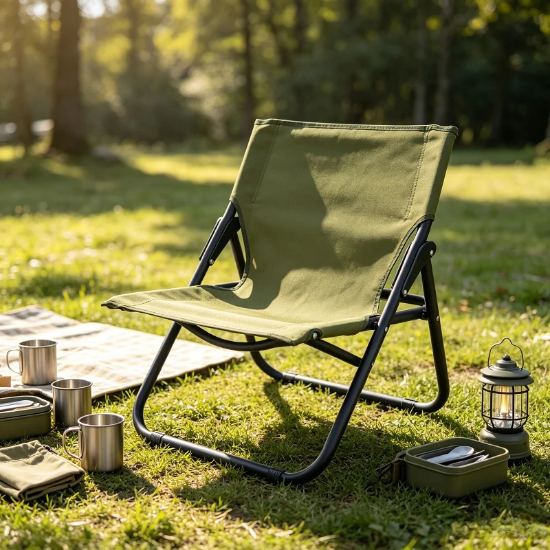 Low Profile Scissor Frame Folding Camping Chair, Breathable Mesh Heavy Duty Stable Outdoor Recliner for Campfire, BBQ, Beach