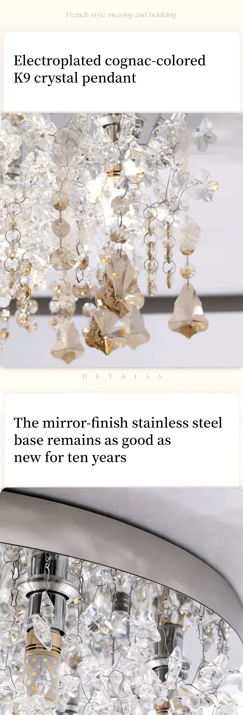 Steel Ceiling Lights LED Crystal Lamp Living Room Luminaires