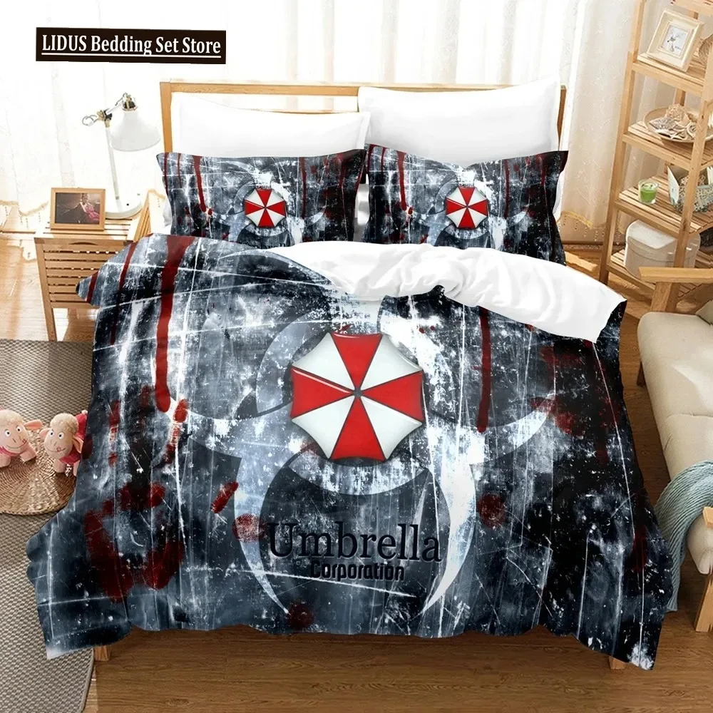 Corporation Red Umbrella Bedding Set Boys Girls Twin Queen Size Duvet Cover Pillowcase Bed Boys Adult Fashion Home Textileextile