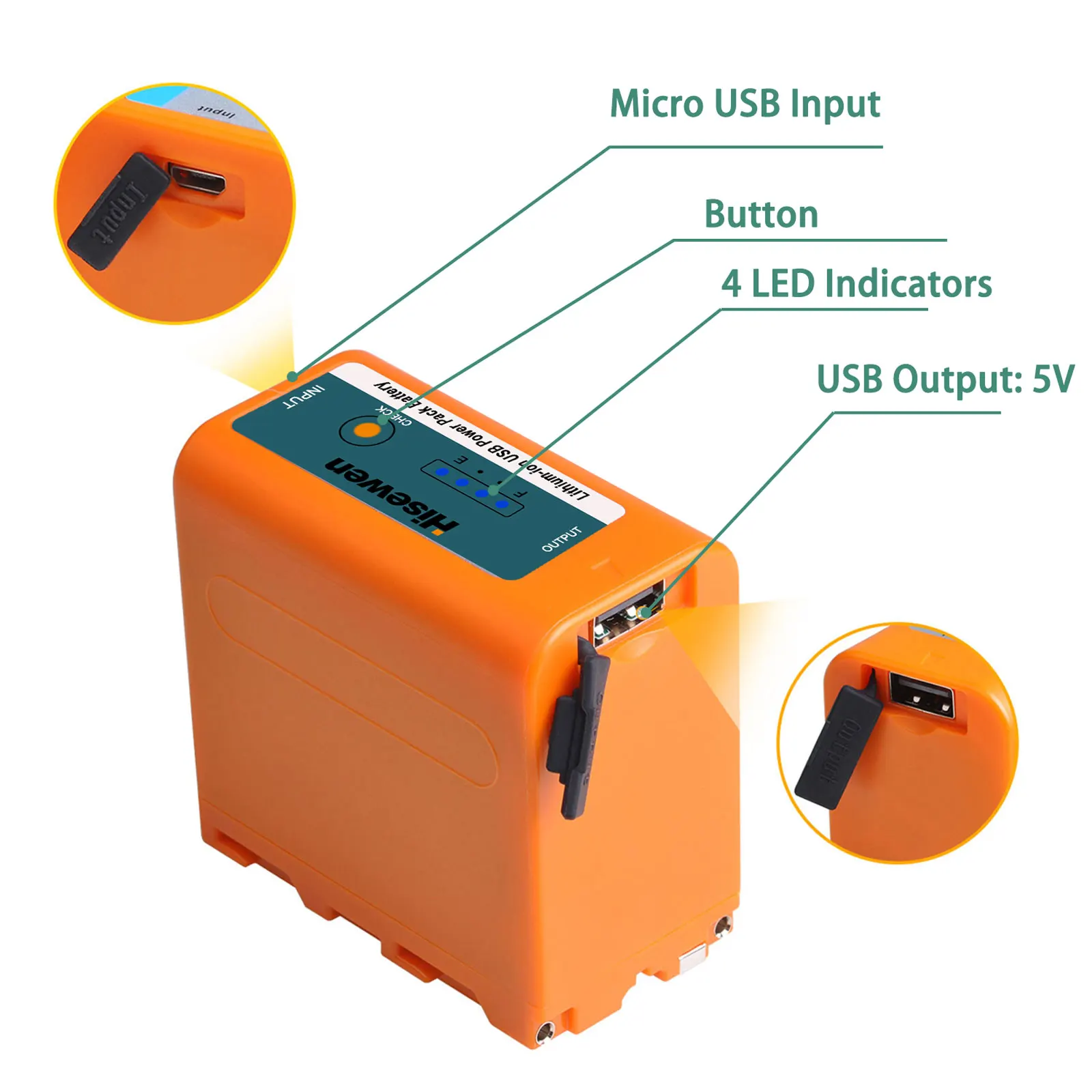 بطارية Hisewen مع مخرج شحن USB ، ضوء فيديو LED ، سوني QM91D ، من من من من من من ؟ #2