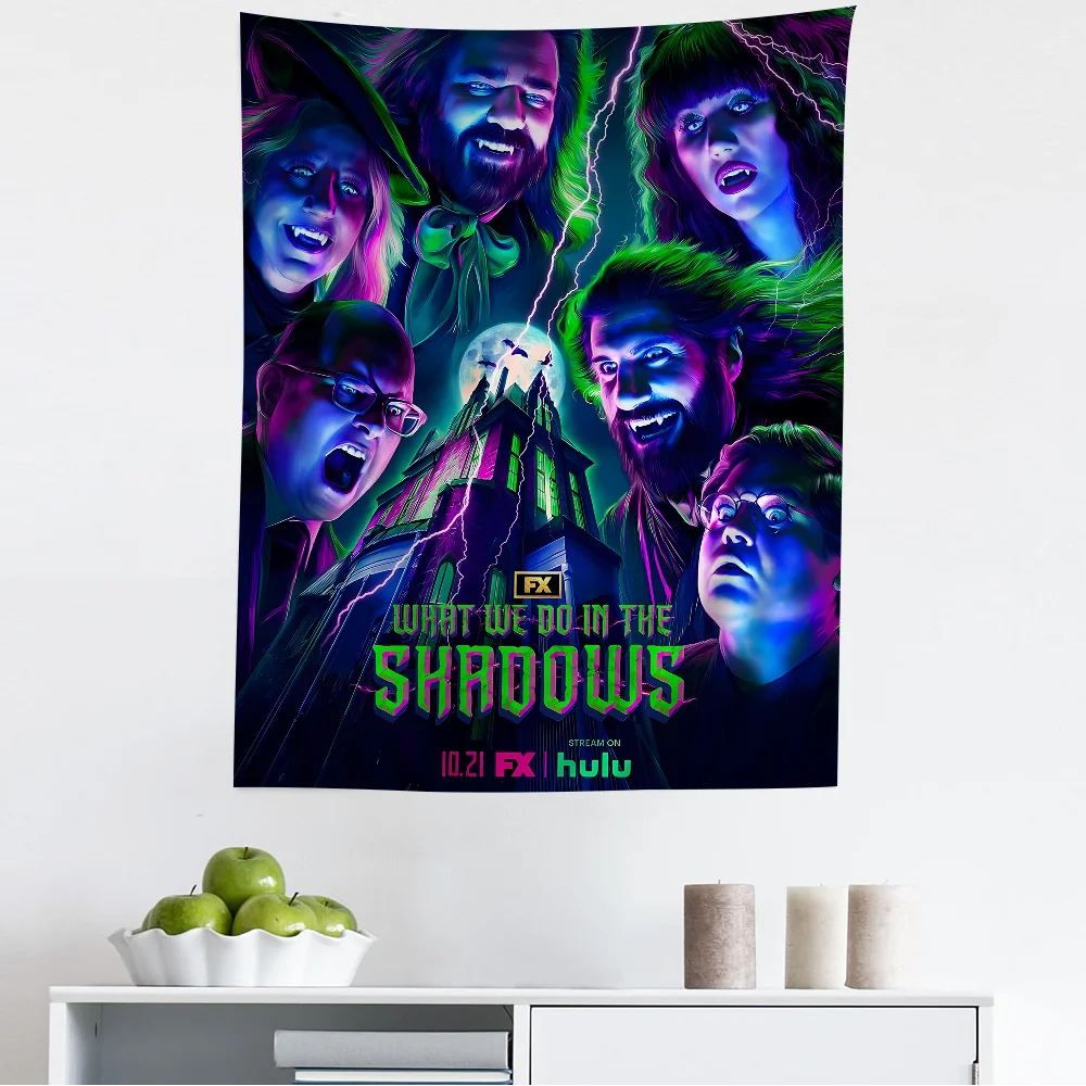 Tapices de pared bohemios para decoración de habitación, tapiz colgante de película que lo hacemos en las sombras, Mandala, Kawaii