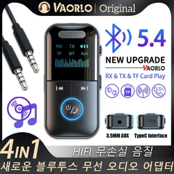 Bluetooth 5.4 Audio Receiver Transmitter 3.5mm AUX TF Card Play Stereo HIFI Lossless Music 4 IN 1 LED Wireless Adapter With Mic