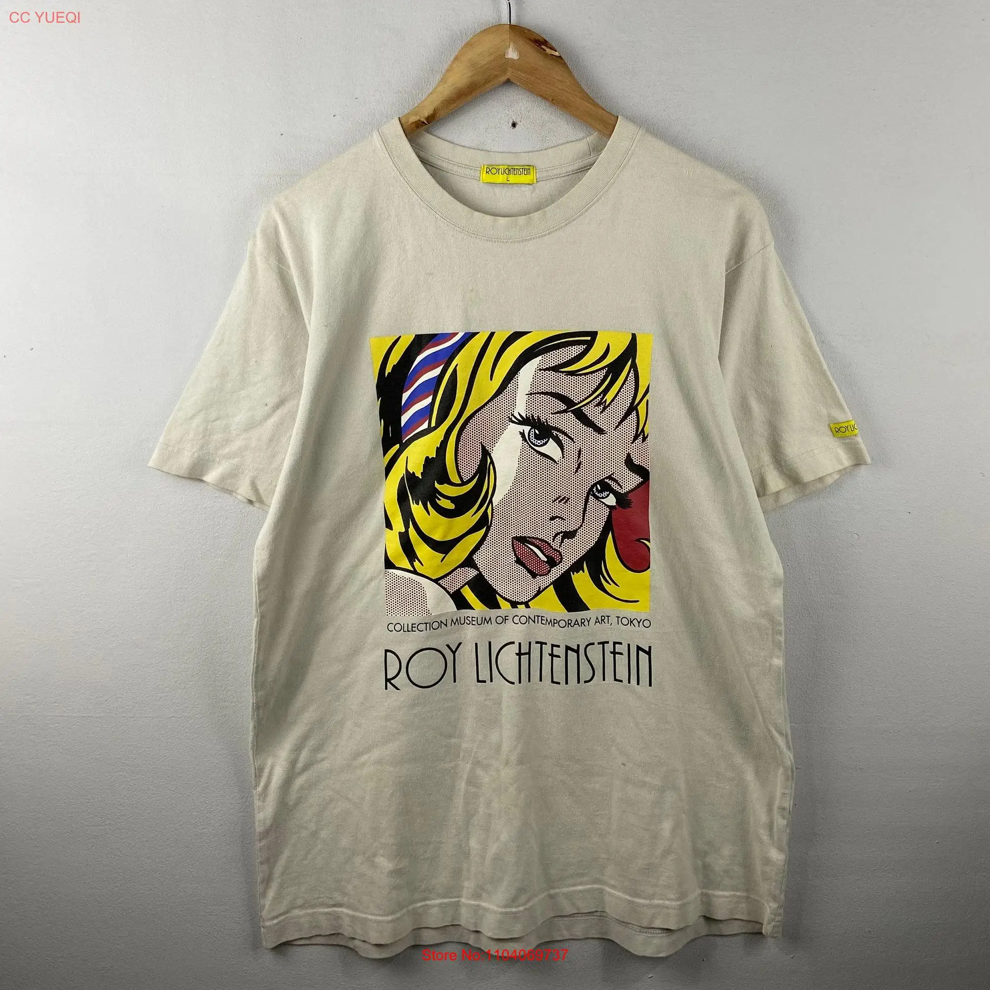 Vintage Roy Lichtenstein Girl With Hair Ribbon Pop Art Tokyo Museum Exhibition T Shirt Size L long or short sleeves