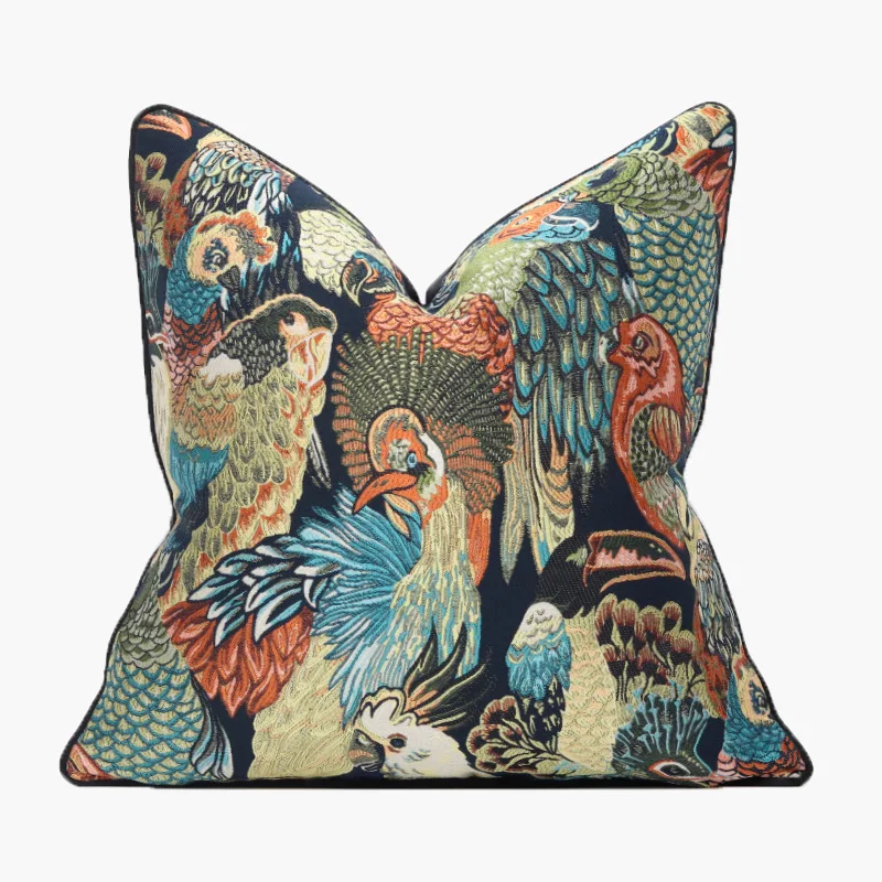 Birds Pillows American Style Parrot Cushion Case Retro Luxury Decorative Pillow Cover For Sofa Chair Home Decorations