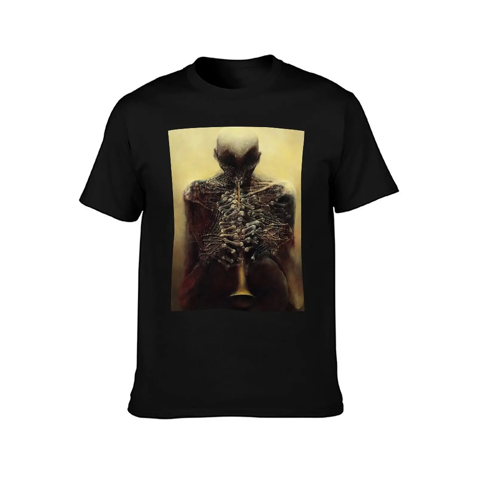 Untitled (The Flutist) by Zdzislaw Beksinski T-Shirt boys animal print tops mens cotton t shirts