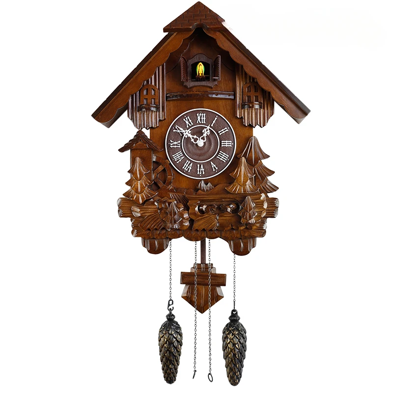 Cuckoo Wall Clock Solid Wood Hand Carved Living Room Wall Clock