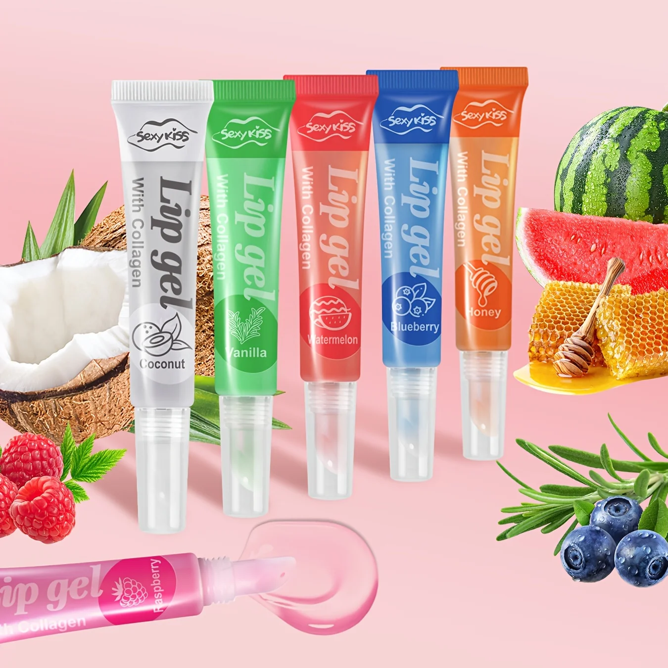 6-teiliges glänzendes Lippengel-Set mit Fruchtgeschmack, feuchtigkeitsspendender und glänzender Lipgloss mit Kollagen-Lippenöl für Mädchen, Lippen-Make-up