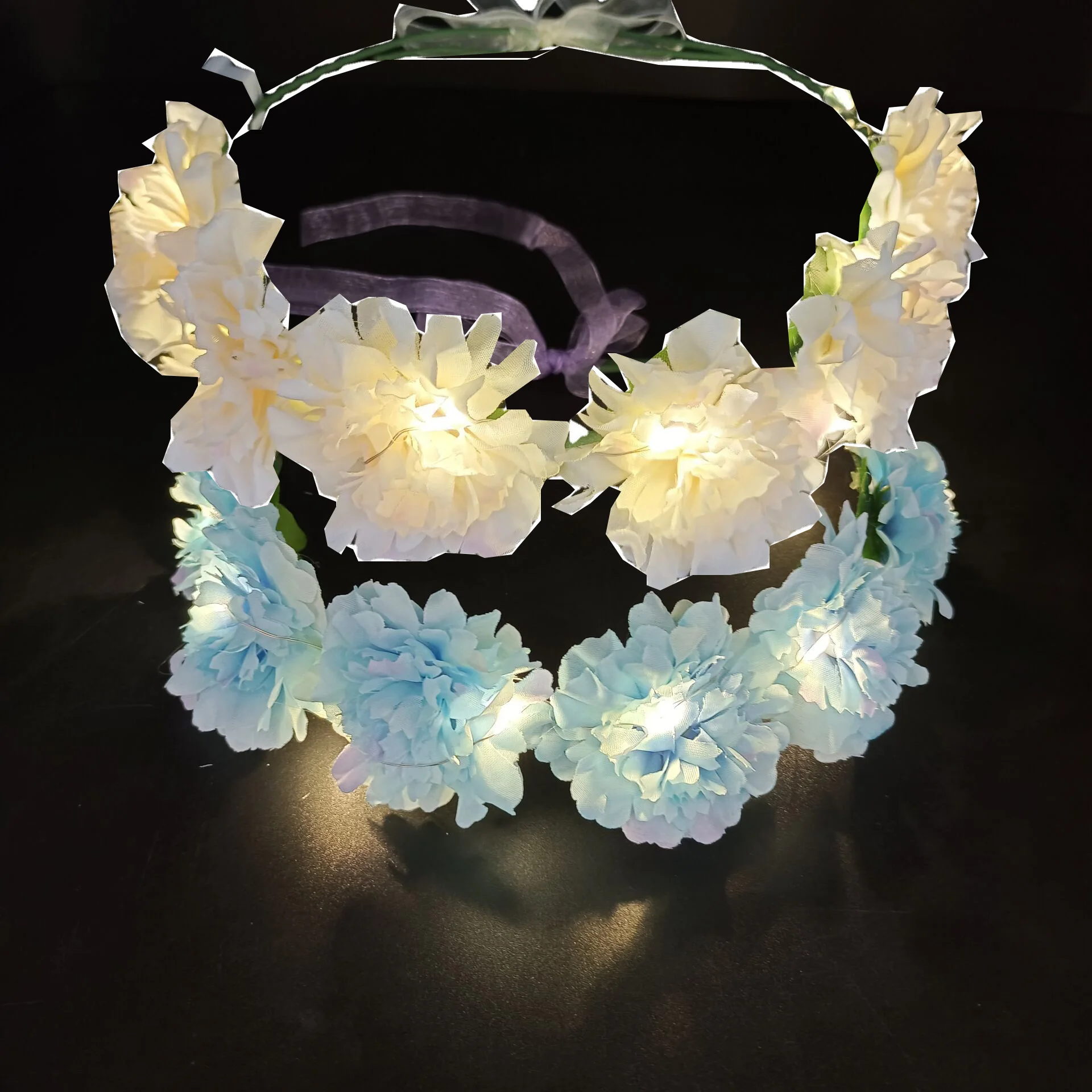 Women Girl Led Headband Glow Flower Crown Wreath Birthday Gift Festival Wedding Party Favors Hair Accessories Garland Decoration