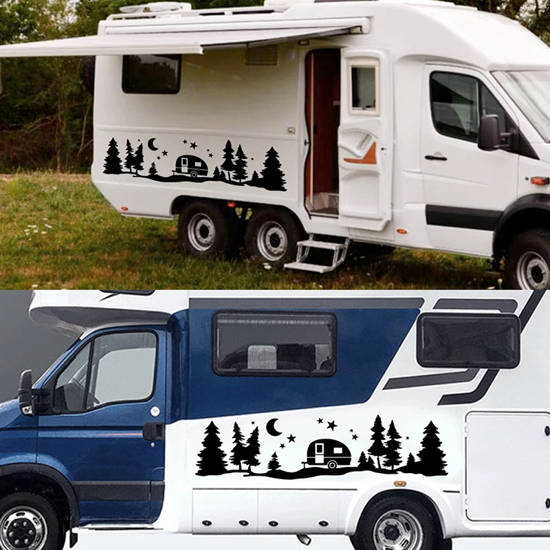 Car Mountain Graphics Stickers For Motorhome Horsebox Caravan RV Camper Van Body Decor Vinyl Decals Auto Tuning Accessories