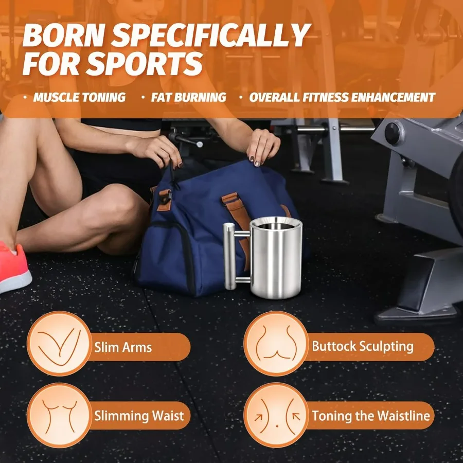 كوب قهوة ثقيل تحدي 304 أكواب دمبل من الفولاذ المقاوم للصدأ كوب ماء رياضي فضي الوزن لتدريبات اللياقة البدنية قوة الذراع