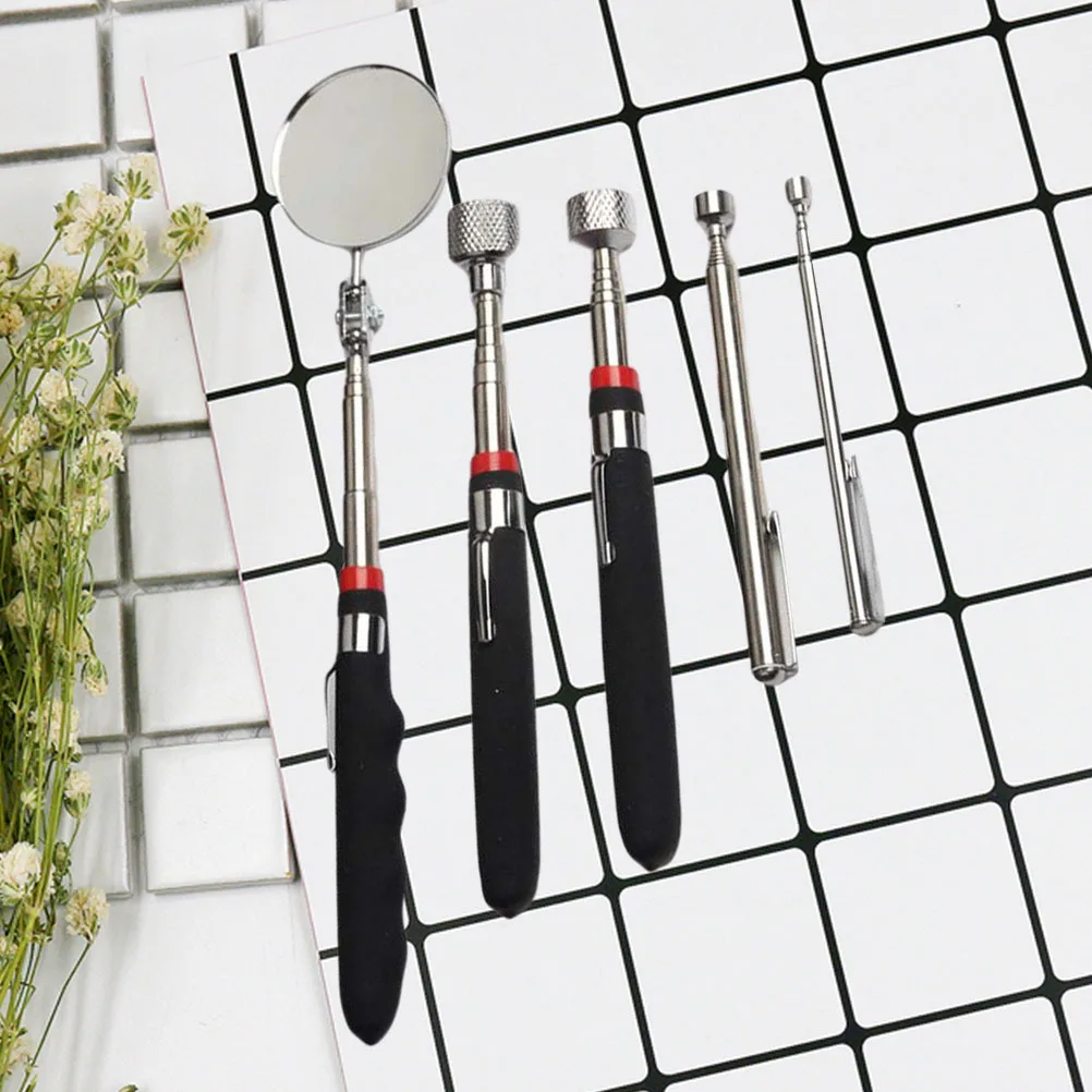 5 peças 50mm espelho de inspeção de carro telescópico flexível ferramenta de detecção alça de borracha para reparo de automóveis eletrônicos de construção naval