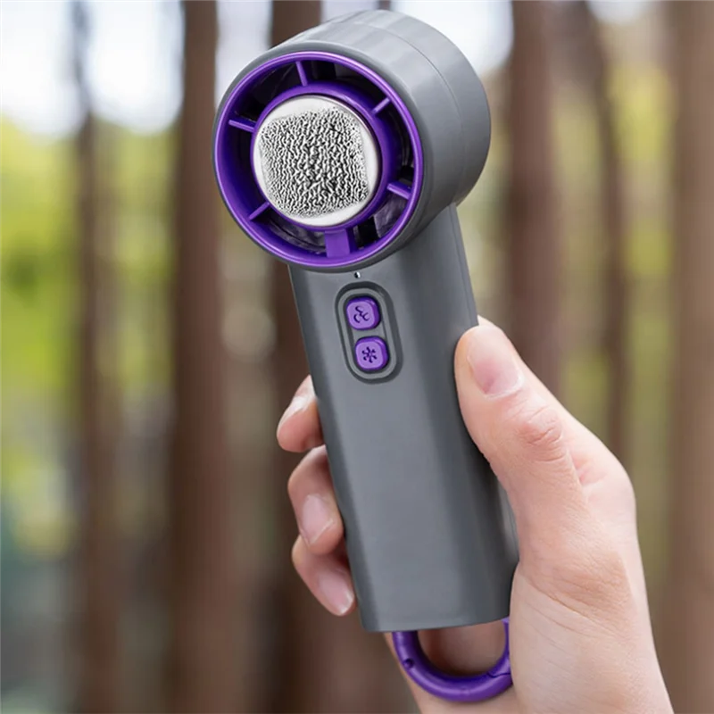 ABJY-고속 냉각 팬 터보 폭력적인 휴대용 미니 팬 등산 버클 접이식 소형 팬 보라색